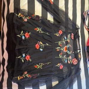 Floral Mesh Top w/ Tank Top Attached